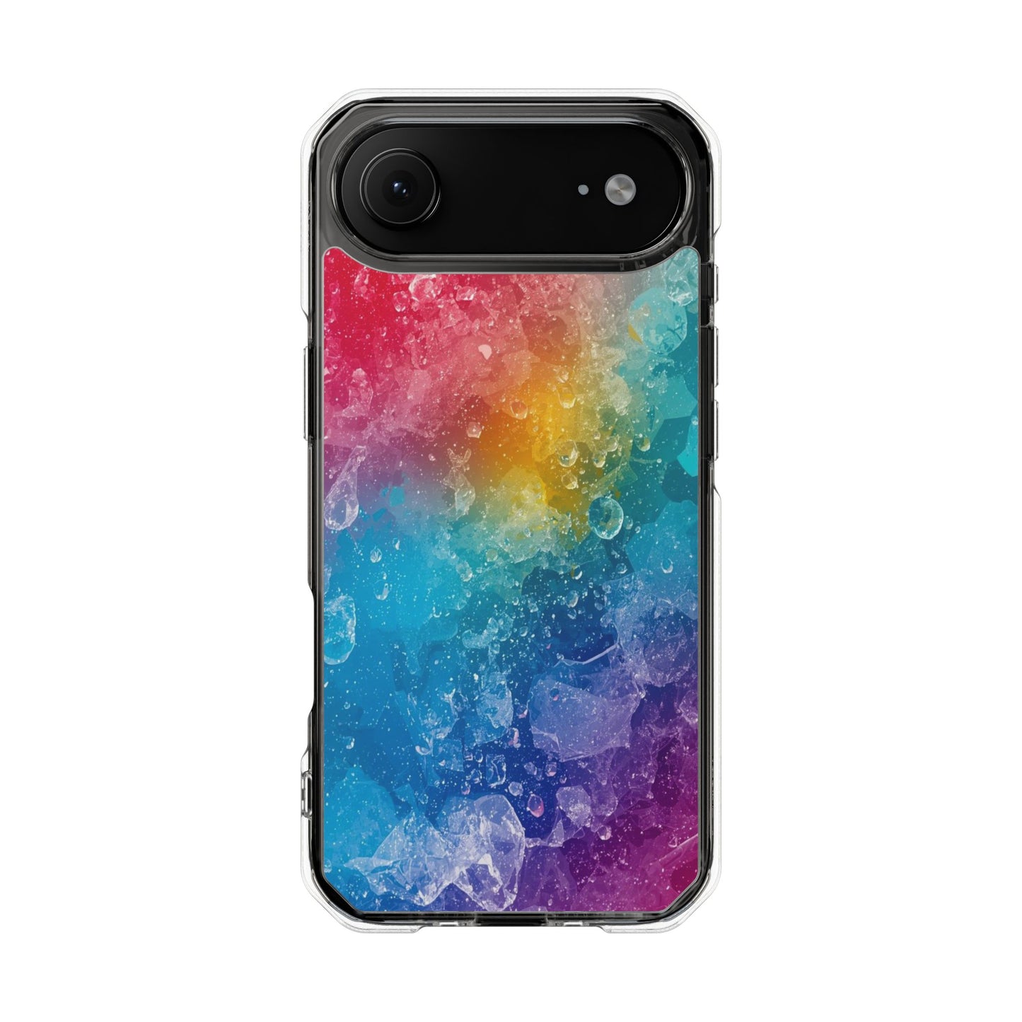 Clear Magnetic Phone Case — Rainbow Crystal Watercolor Impact Protective Cover
