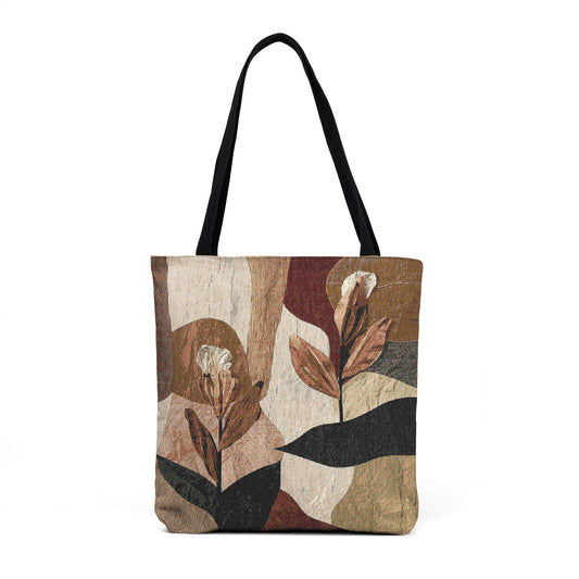 Woven Tote — Neutral Abstract Botanical Tote Bag