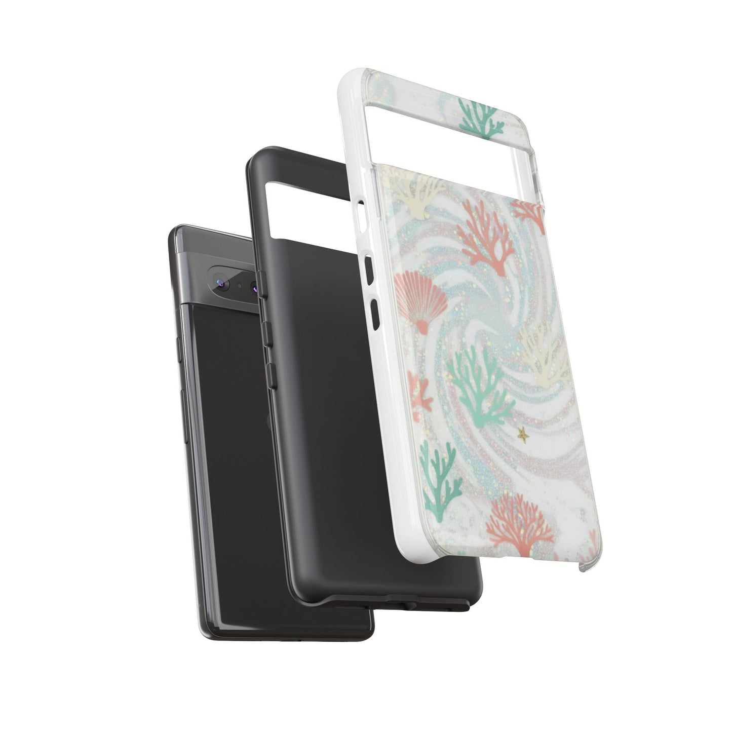 Seafoam Coral Tough Phone Case - Pastel Ocean Wave Design