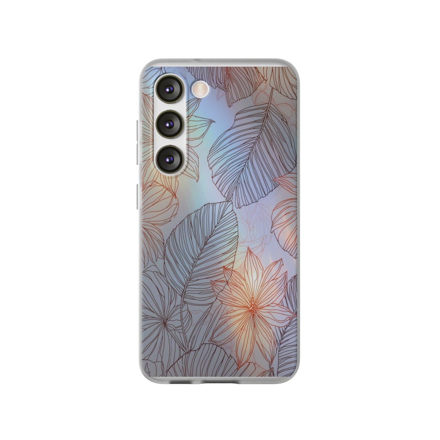 Floral Holographic Phone Case — Iridescent Leaves & Flowers Flexi Case