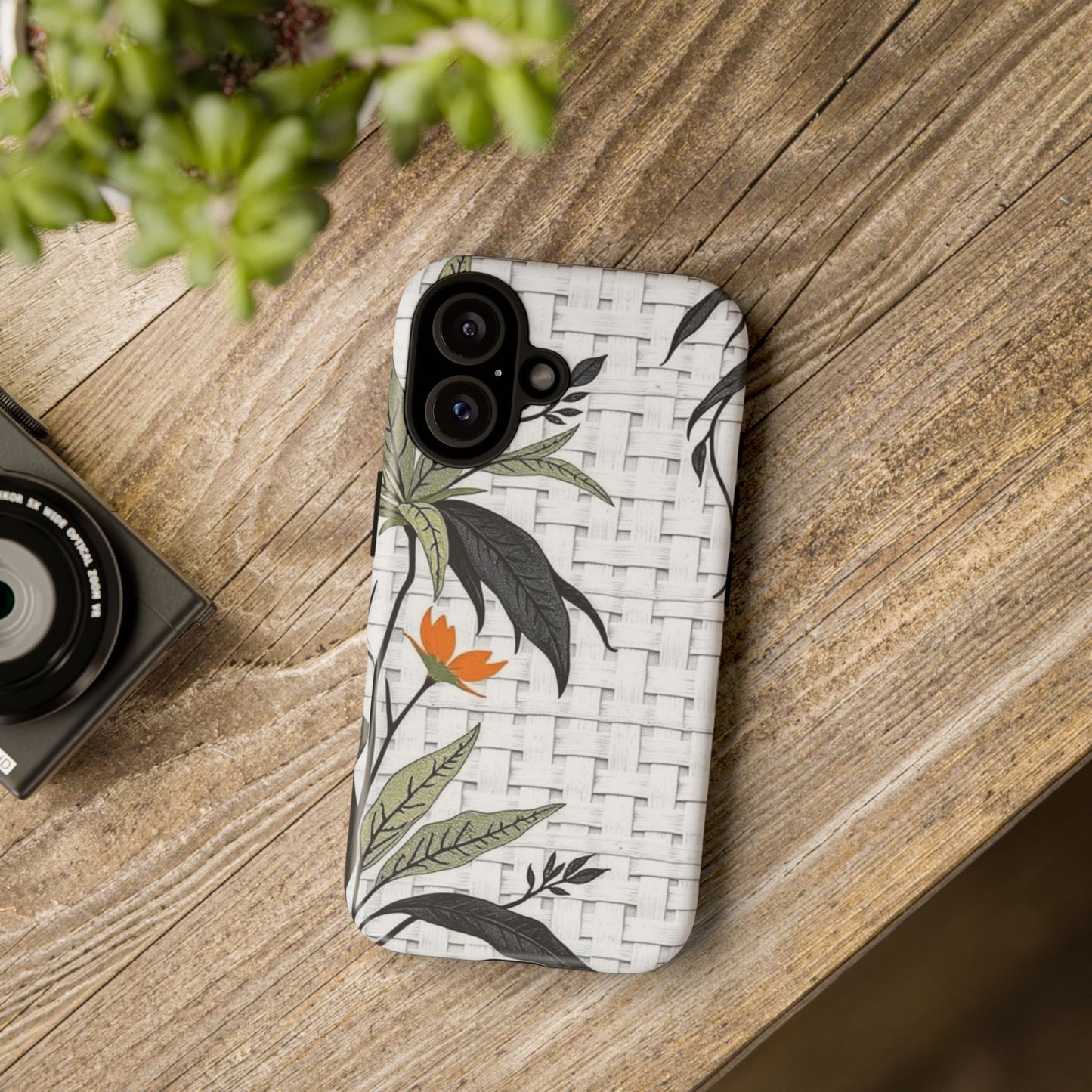 Floral Woven Tough Phone Case — Protective Botanical iPhone Cover