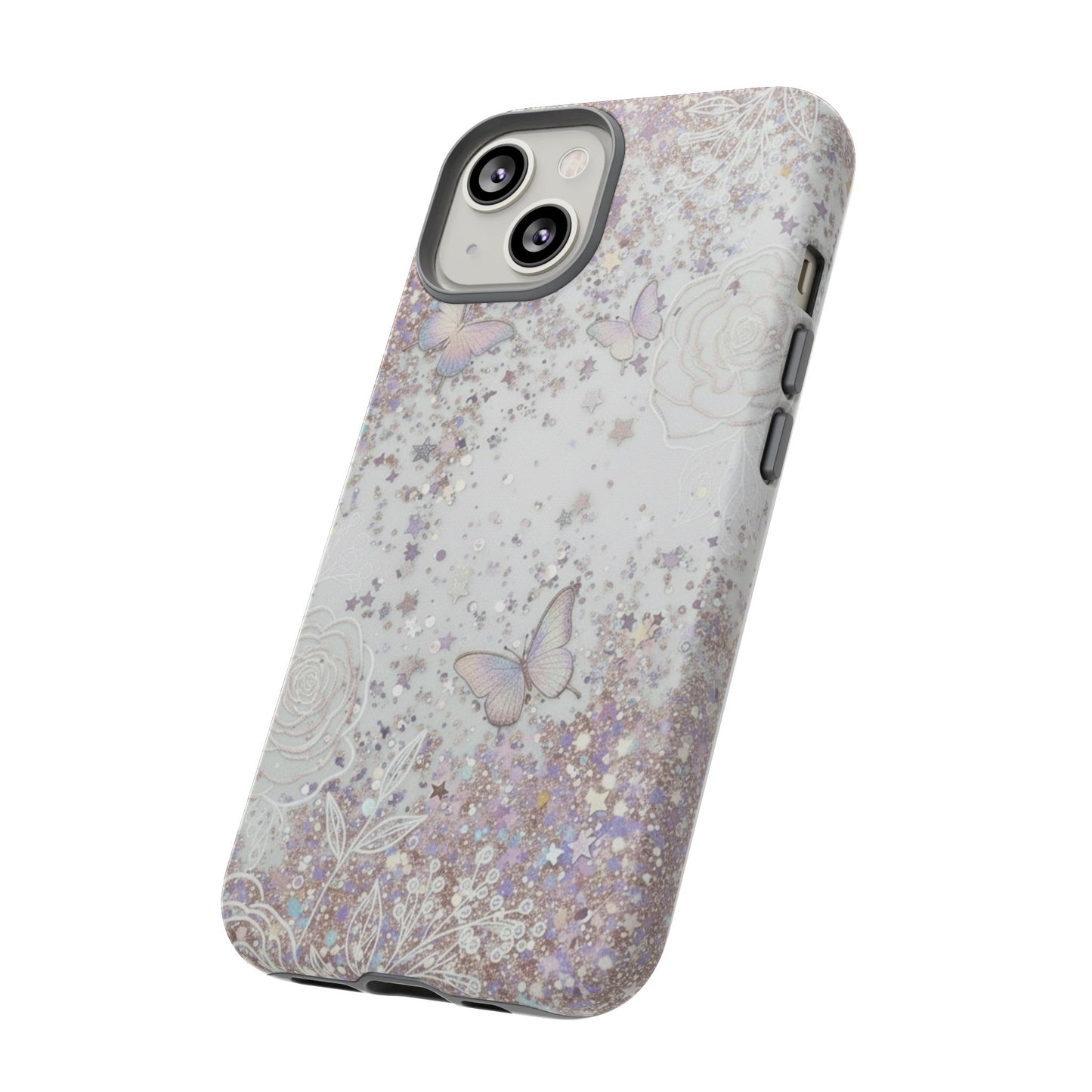 Butterfly Glitter Tough Phone Case — Floral Sparkle Protective Case