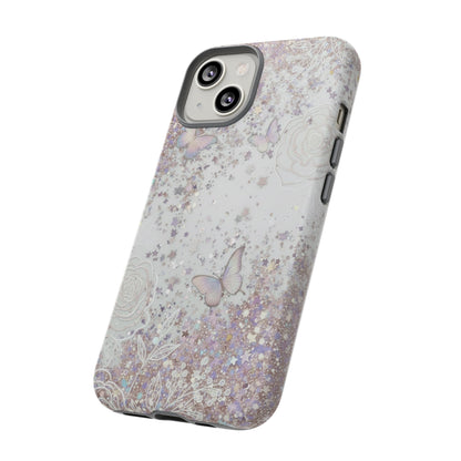 Butterfly Glitter Tough Phone Case — Floral Sparkle Protective Case