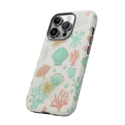 Seashell Coral Phone Case — Pastel Beach Shells Protective Tough Case