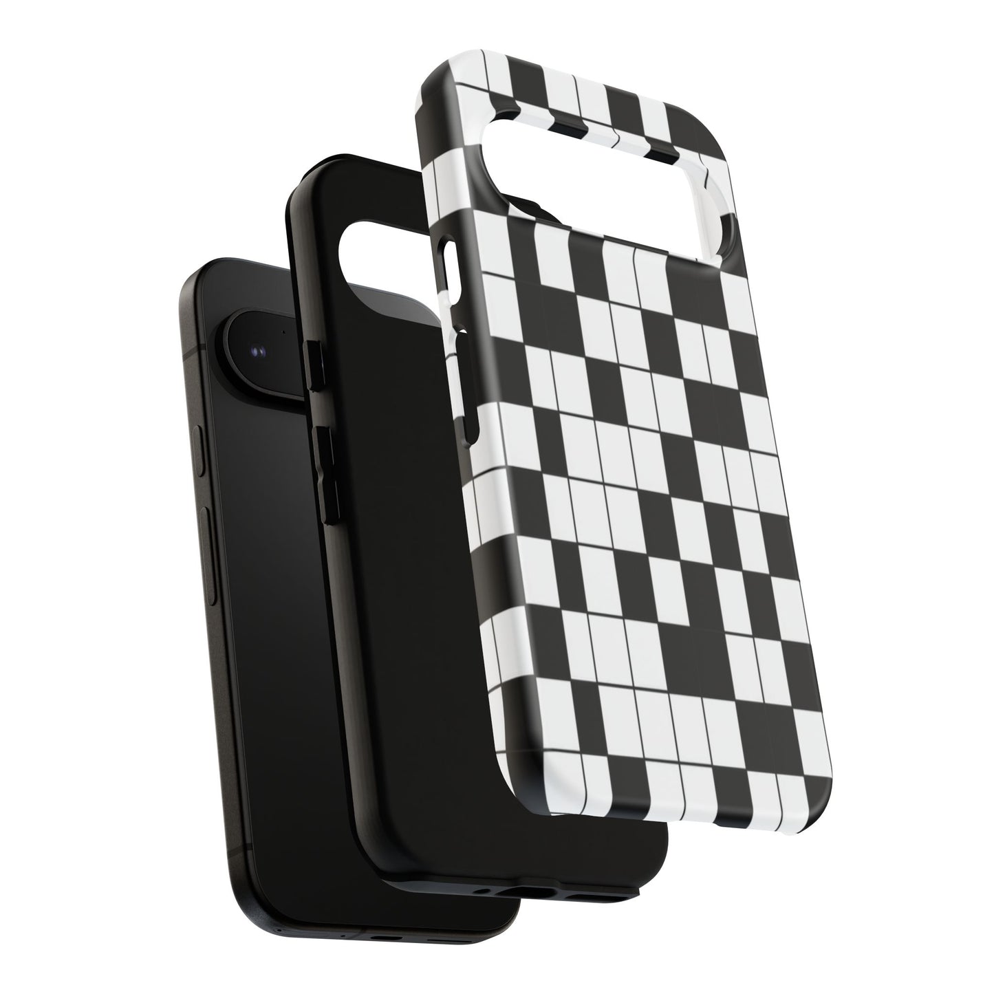Crossword Grid Phone Case — Black & White Puzzle Pattern Tough Phone Cover
