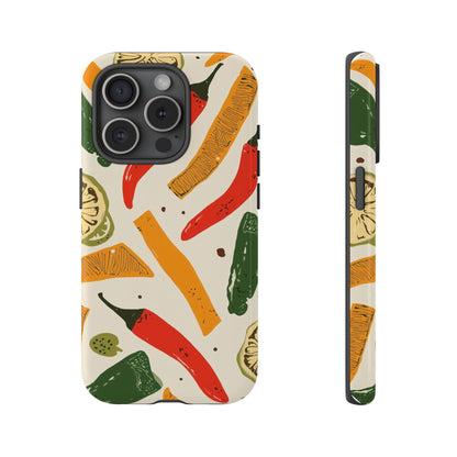 Spicy Peppers Phone Case – Colorful Chili, Lime & Citrus Pattern