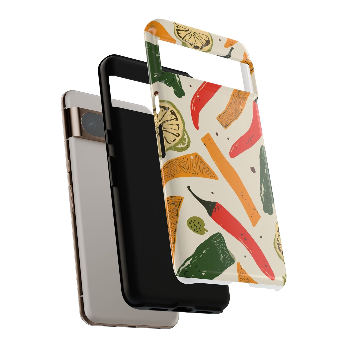 Spicy Peppers Phone Case – Colorful Chili, Lime & Citrus Pattern