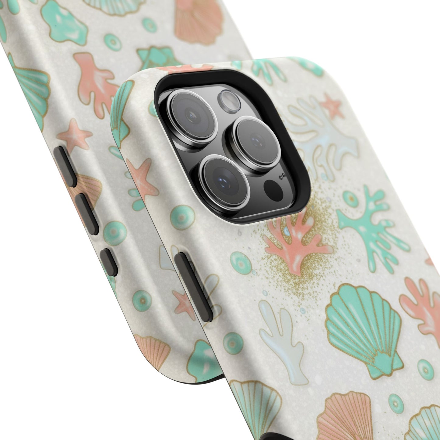 Sea Shells Magnetic Impact Phone Case — Pastel Coral & Teal Beach Design