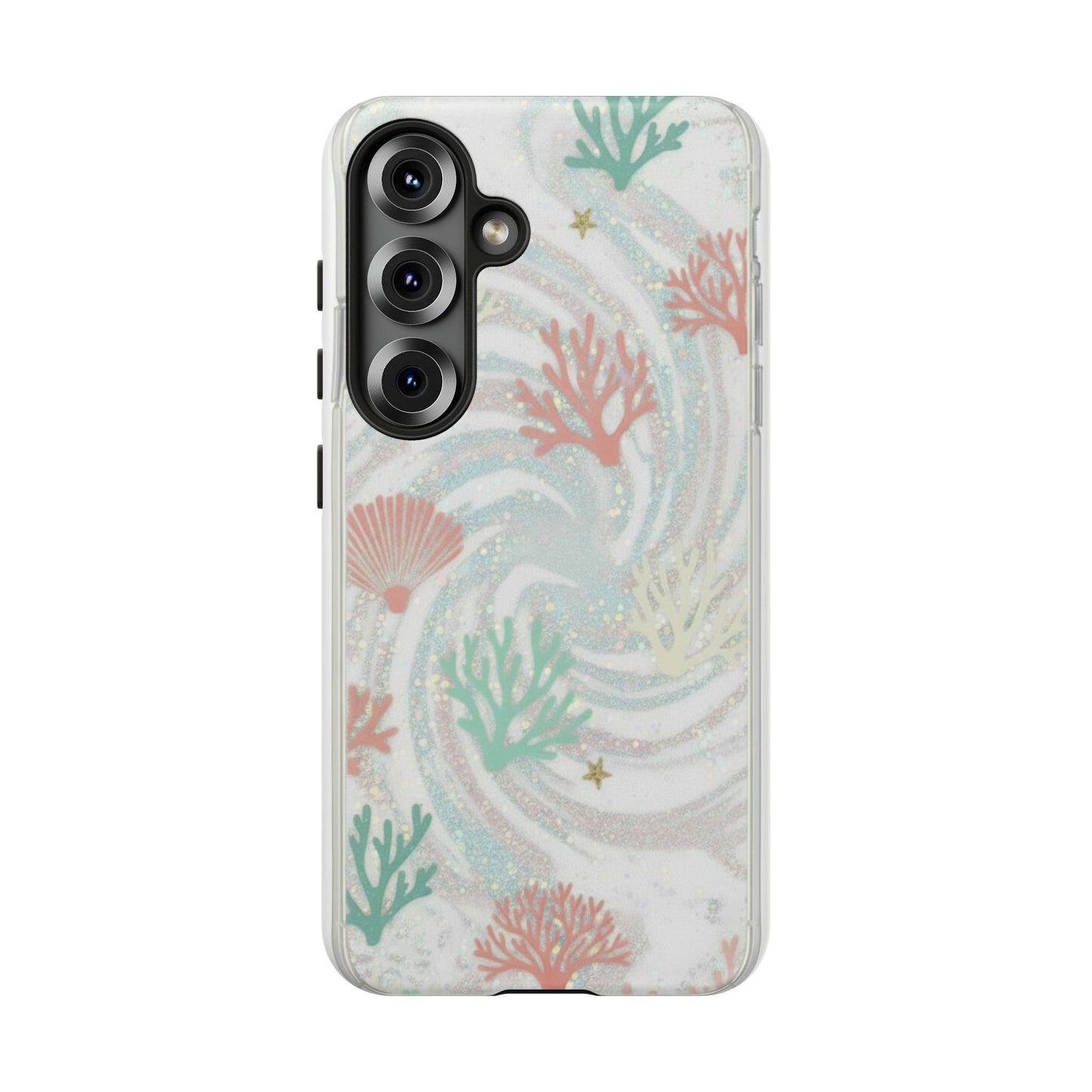 Seafoam Coral Tough Phone Case - Pastel Ocean Wave Design