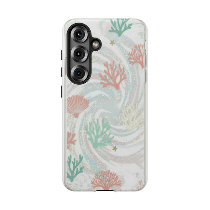 Seafoam Coral Tough Phone Case - Pastel Ocean Wave Design