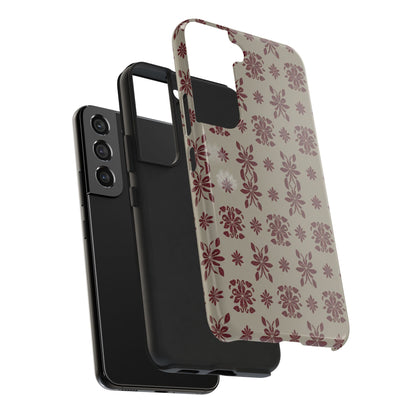 Tough Phone Case — Vintage Red Floral Pattern Protective Cover