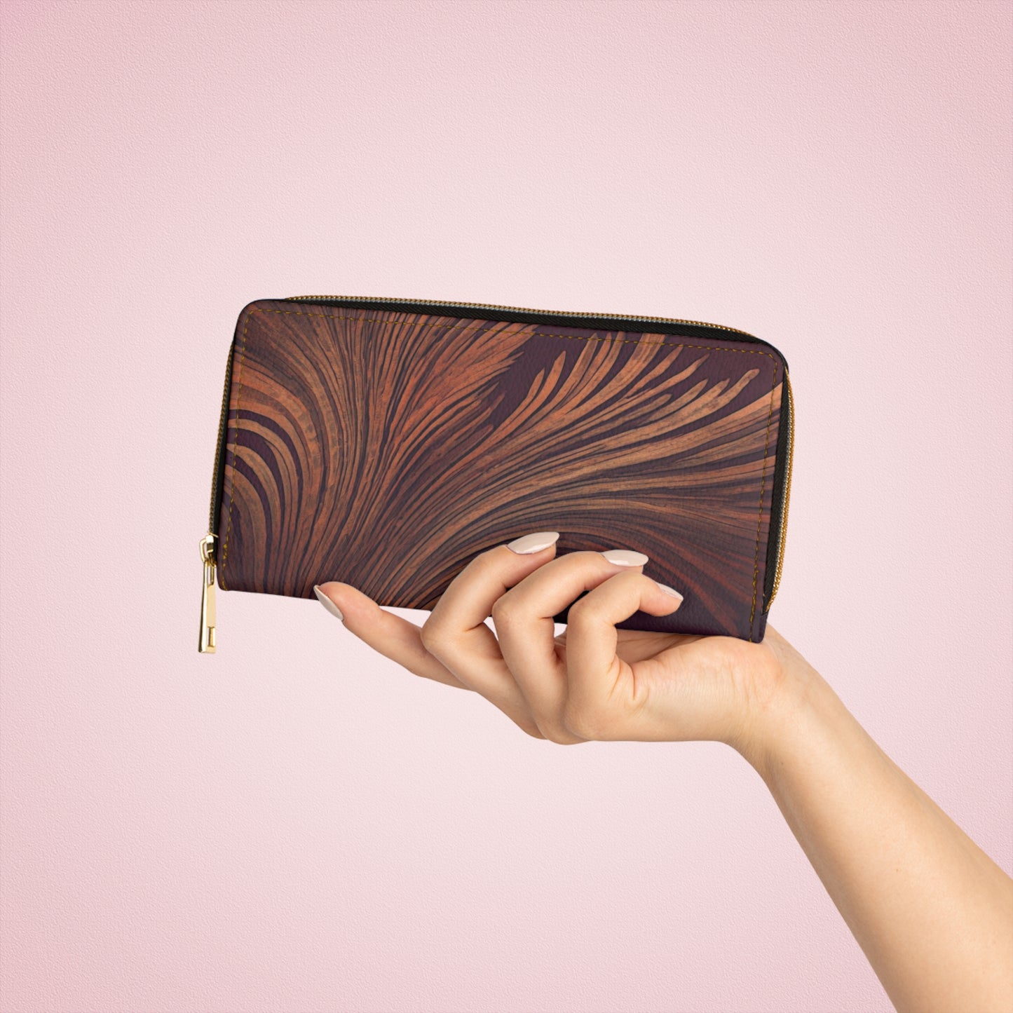 Women's Fall Botanical Wallet -  Vegan Zippered Wallet