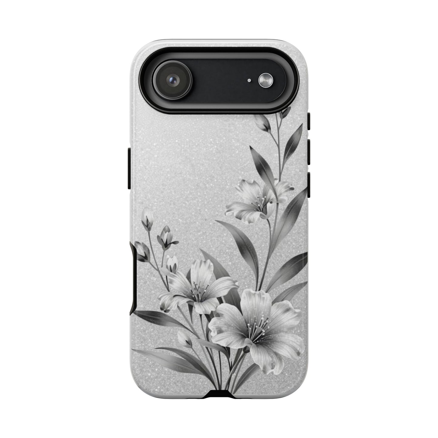 Floral Monochrome Phone Case — Elegant Black & White Lily Design