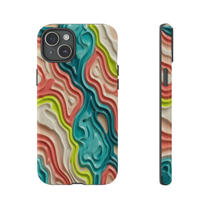 Abstract Contour Phone Case — Colorful Topographic Pattern Tough Case