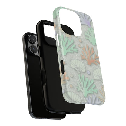 Pastel Coral Reef Tough Phone Case – Sea Shell & Coral Pattern Durable Protector