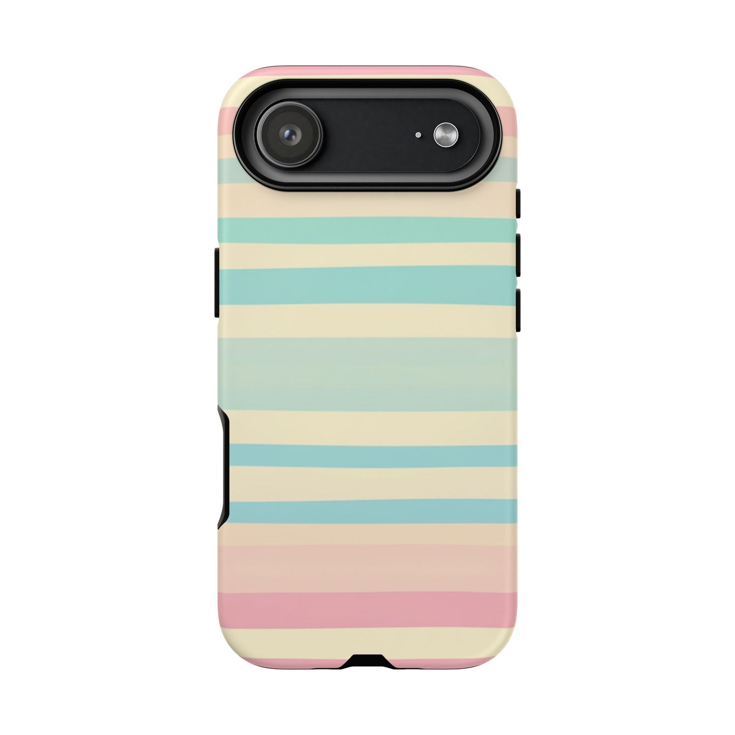 Pastel Striped Tough Phone Case – Protective Retro Rainbow Design