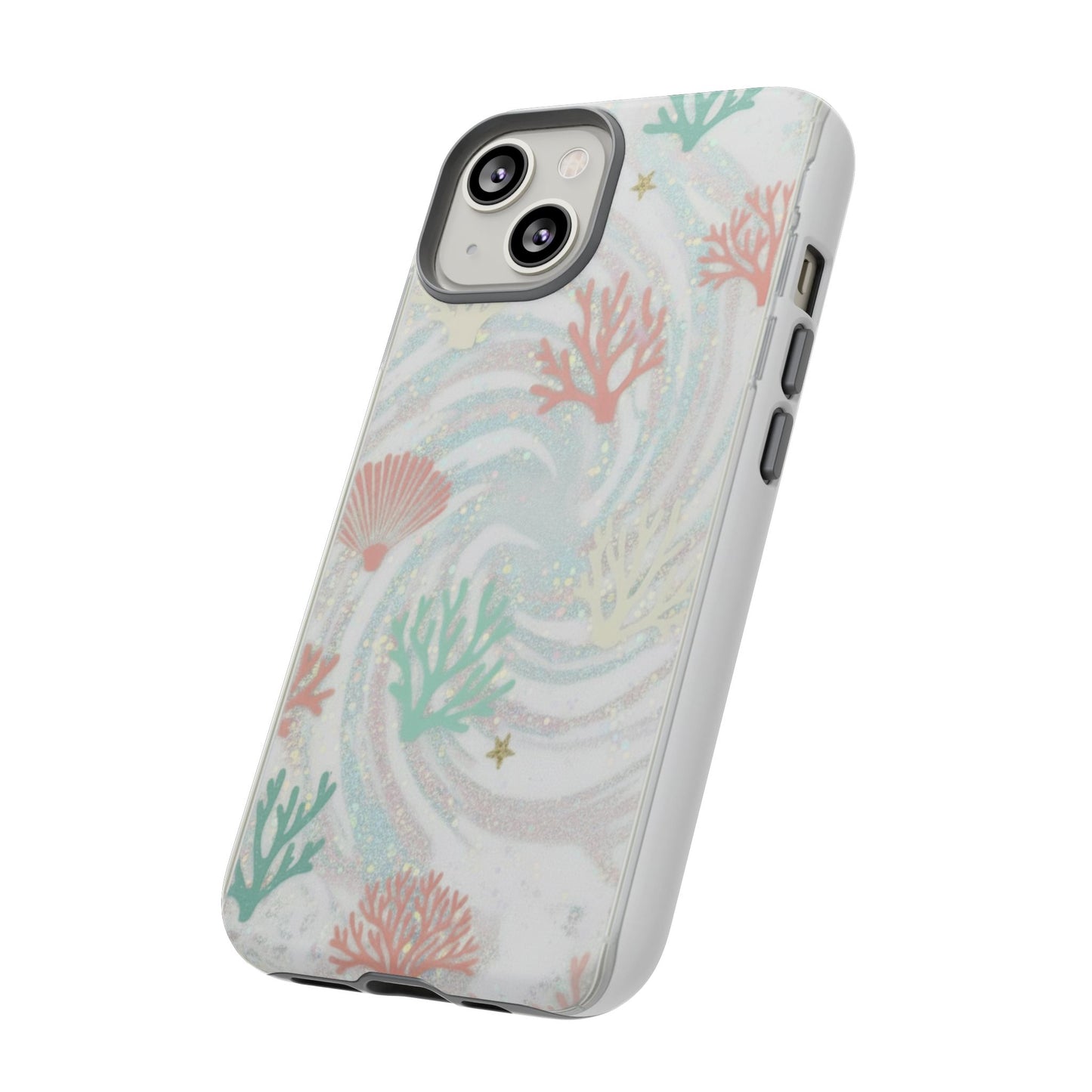 Seafoam Coral Tough Phone Case - Pastel Ocean Wave Design