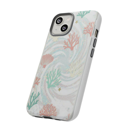 Seafoam Coral Tough Phone Case - Pastel Ocean Wave Design