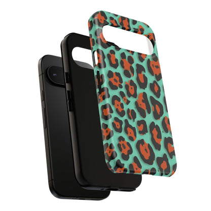 Teal & Rust Leopard Phone Case — Tough Protective Animal Print