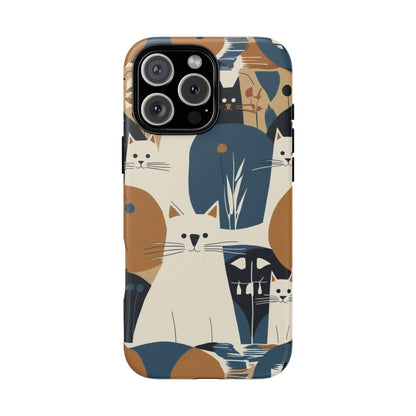 Cat Pattern Phone Case – Retro Abstract Cats Protective iPhone Cover