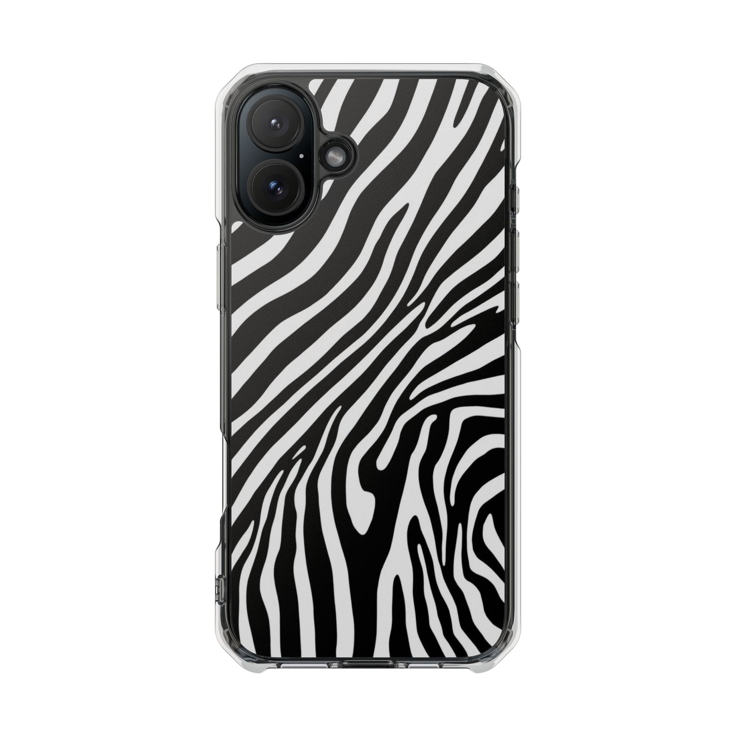 Zebra Print Clear Magnetic Phone Case — Impact-Resistant iPhone Cover