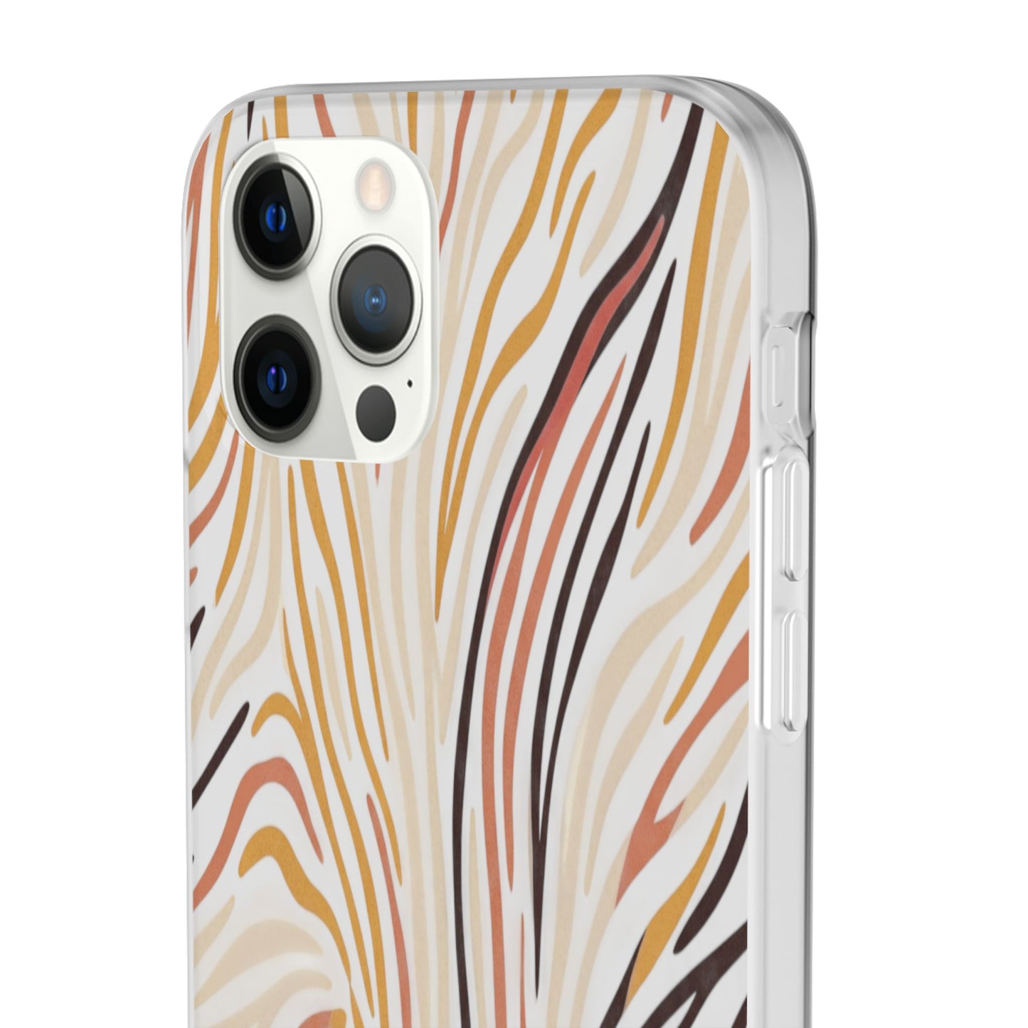 Marbled Neutral Stripe Phone Case — Abstract Beige & Terracotta Flexi Case
