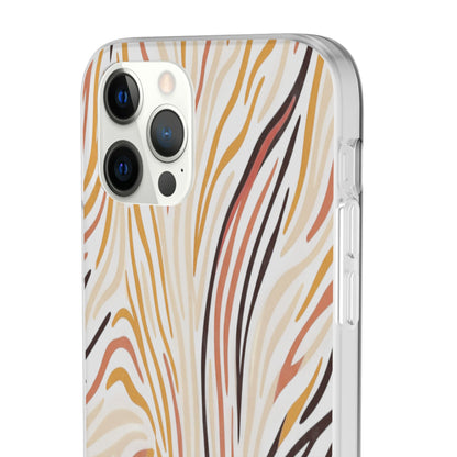 Marbled Neutral Stripe Phone Case — Abstract Beige & Terracotta Flexi Case