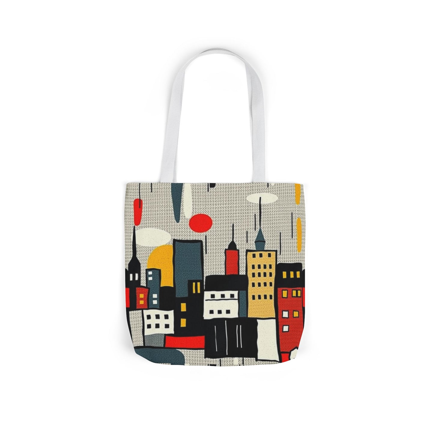 Cityscape Canvas Tote Bag — Retro Urban Skyline Print