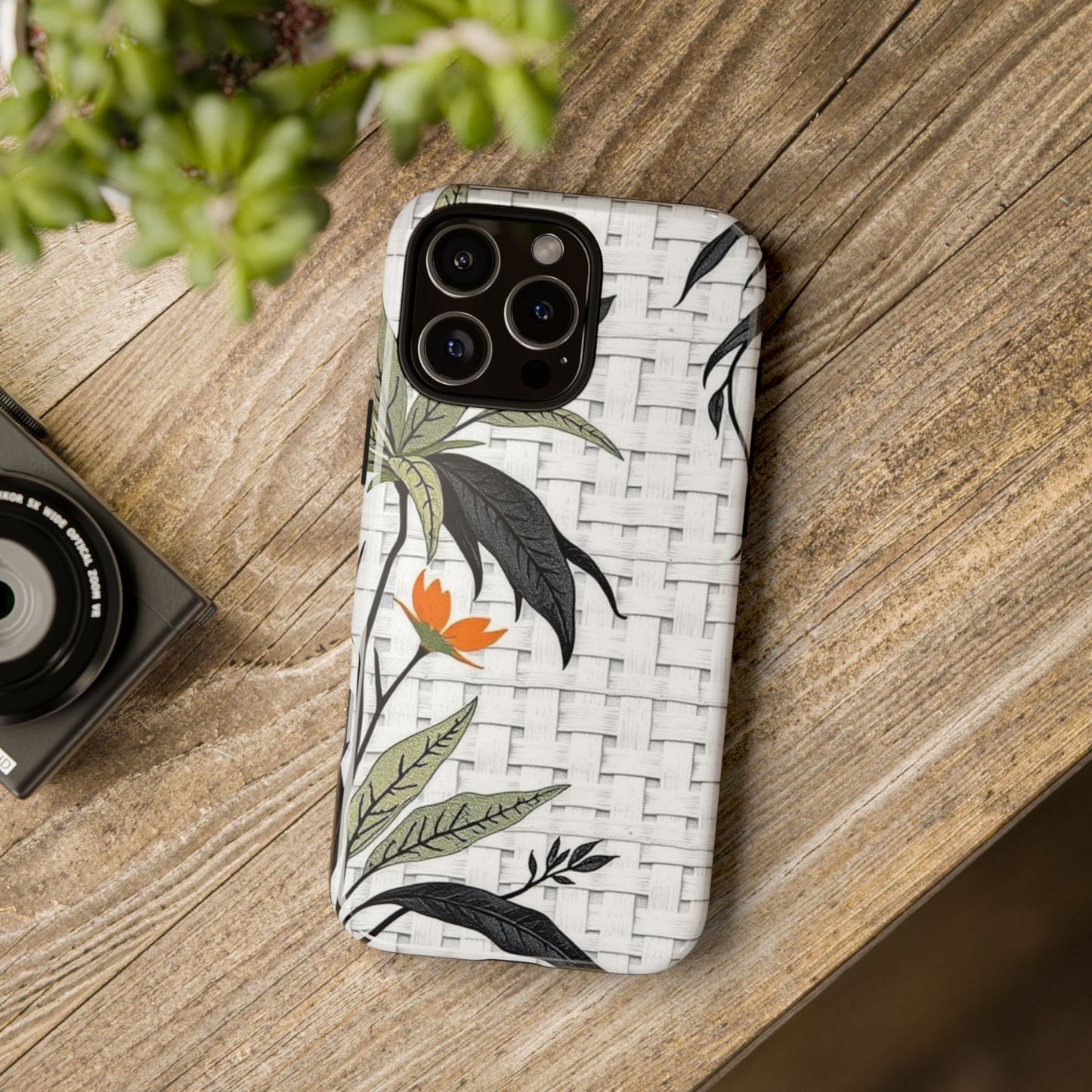 Floral Woven Tough Phone Case — Protective Botanical iPhone Cover