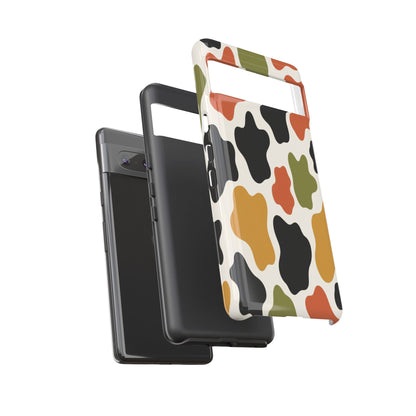Camouflage Pattern Tough Phone Case – Retro Olive, Rust & Mustard Protective Cover