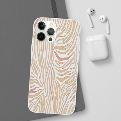 Neutral Zebra Print Flexi Case — Beige & Rose Gold Animal Pattern Phone Cover