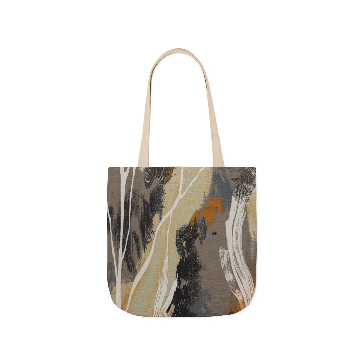 Abstract Earth Tone Canvas Tote Bag — Neutral Brushstroke Eco Shopper