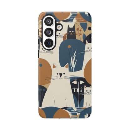 Cat Pattern Phone Case – Retro Abstract Cats Protective iPhone Cover