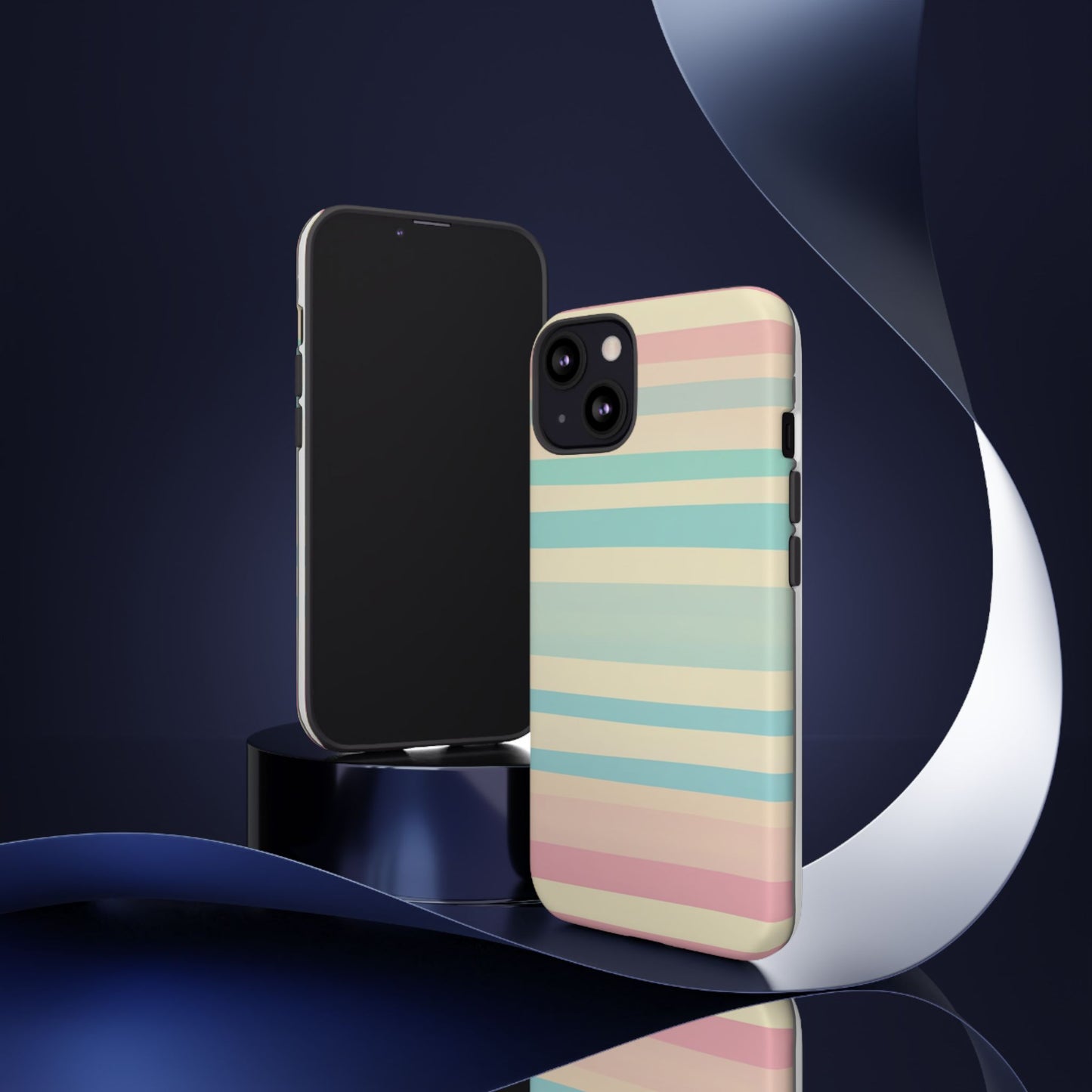 Pastel Striped Tough Phone Case – Protective Retro Rainbow Design