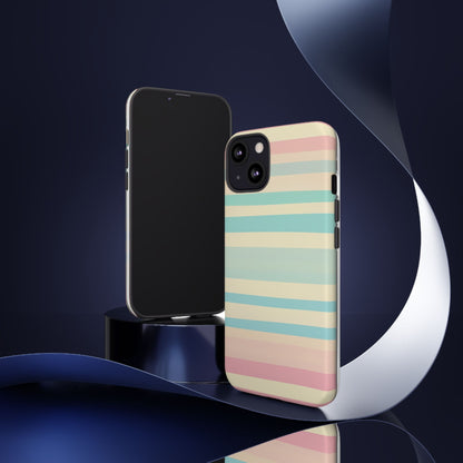 Pastel Striped Tough Phone Case – Protective Retro Rainbow Design