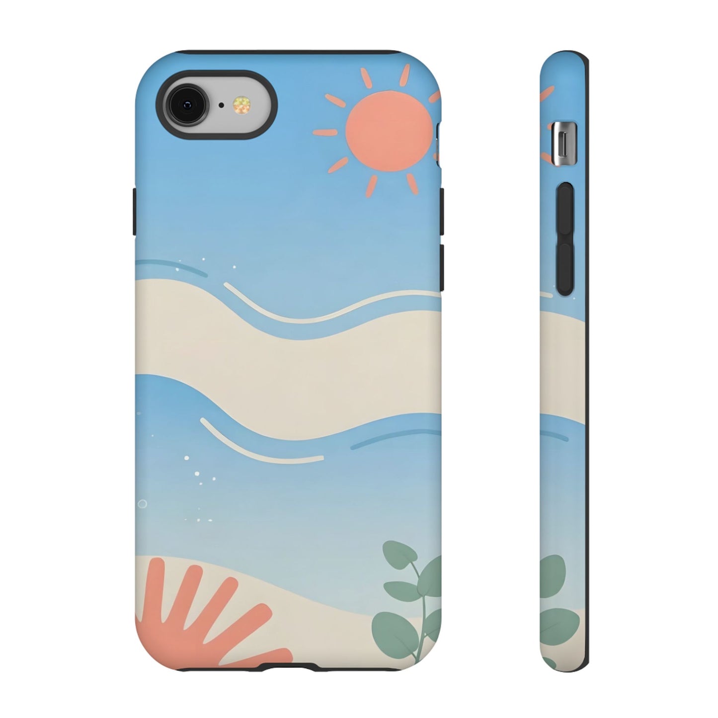 Beach Waves Tough Phone Case — Summer Sun & Seashell Protective Cover