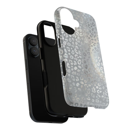 Grey Leopard Print Tough Phone Case — Durable Protective iPhone Cover