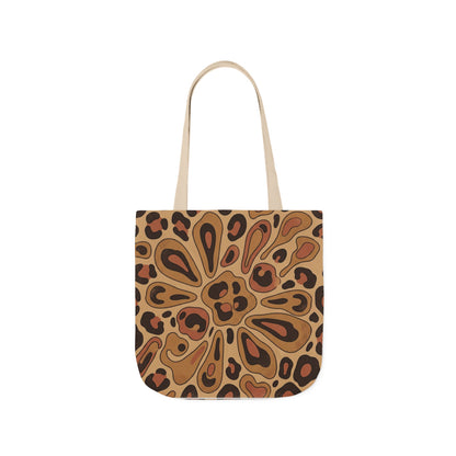 Leopard Mandala Canvas Tote — Brown Retro Animal Print Tote Bag