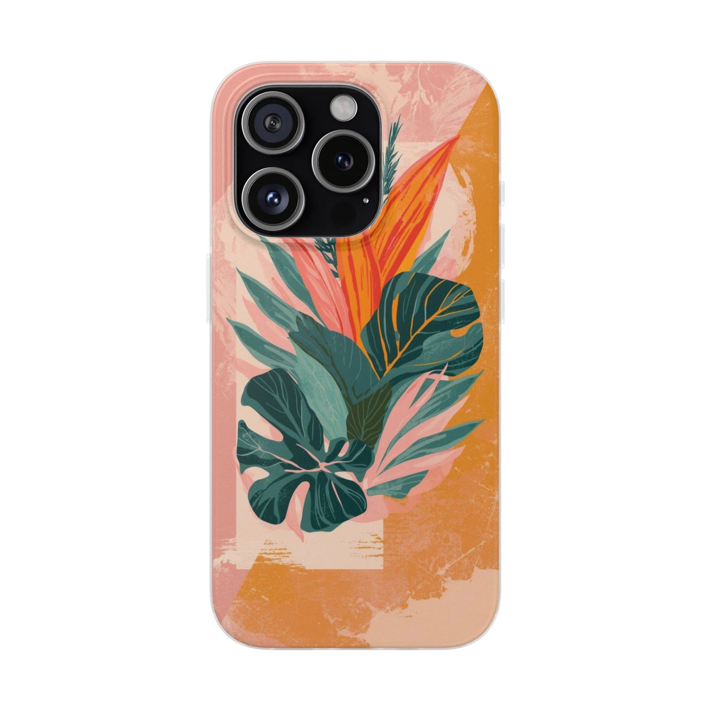 Tropical Botanical Phone Case — Pink & Orange Floral Flexi Case