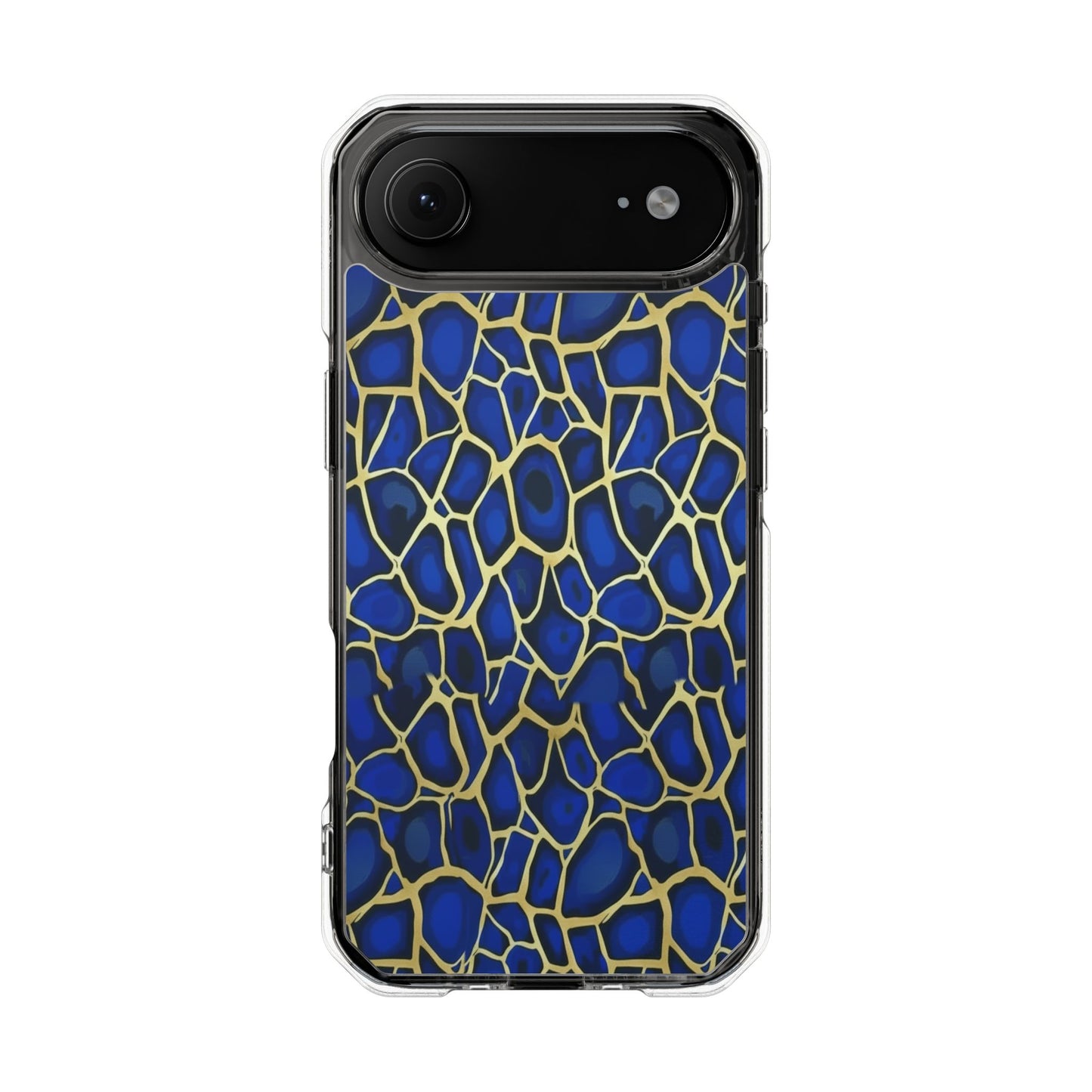 Blue & Gold Giraffe Pattern Clear Magnetic Phone Case