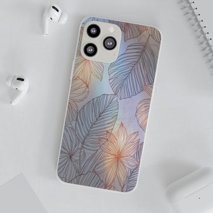 Floral Holographic Phone Case — Iridescent Leaves & Flowers Flexi Case