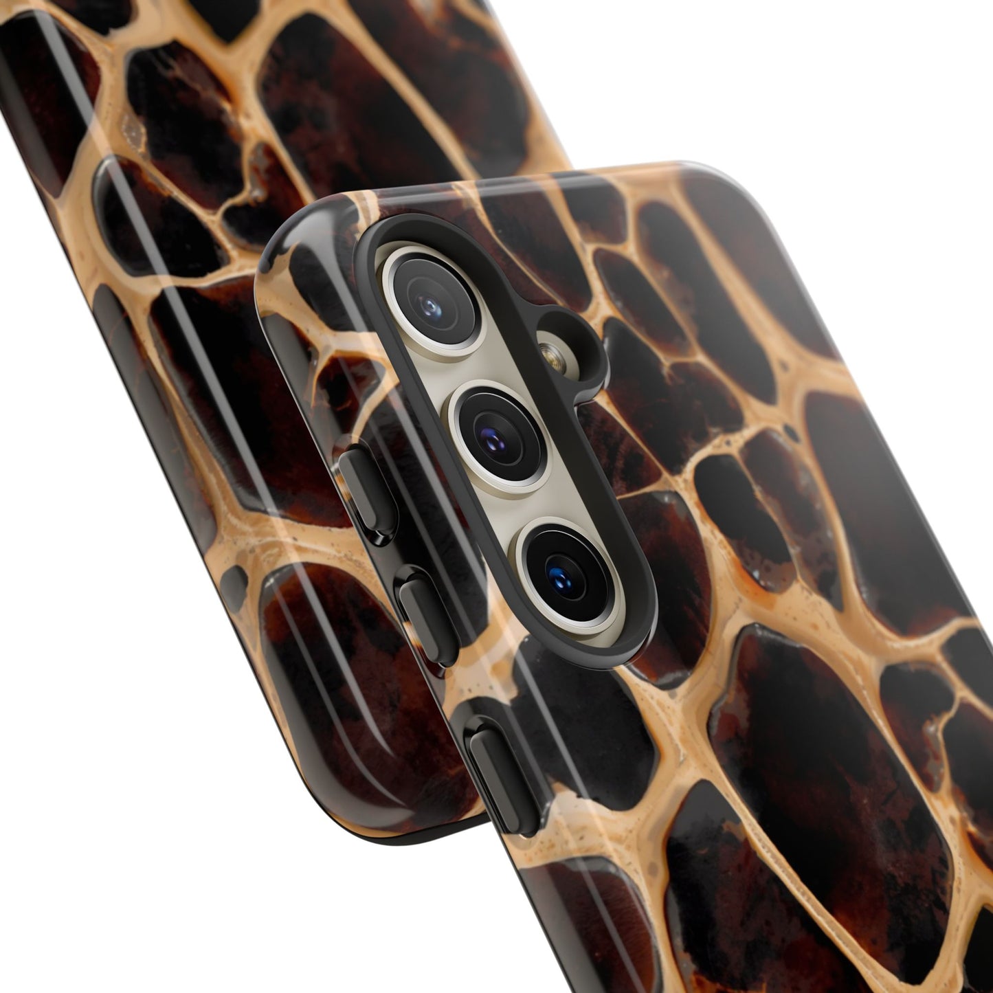 Phone Case — Brown Leather Dot Texture Rugged Protective Cover