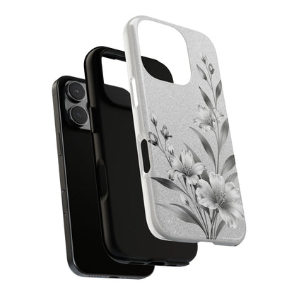 Floral Monochrome Phone Case — Elegant Black & White Lily Design
