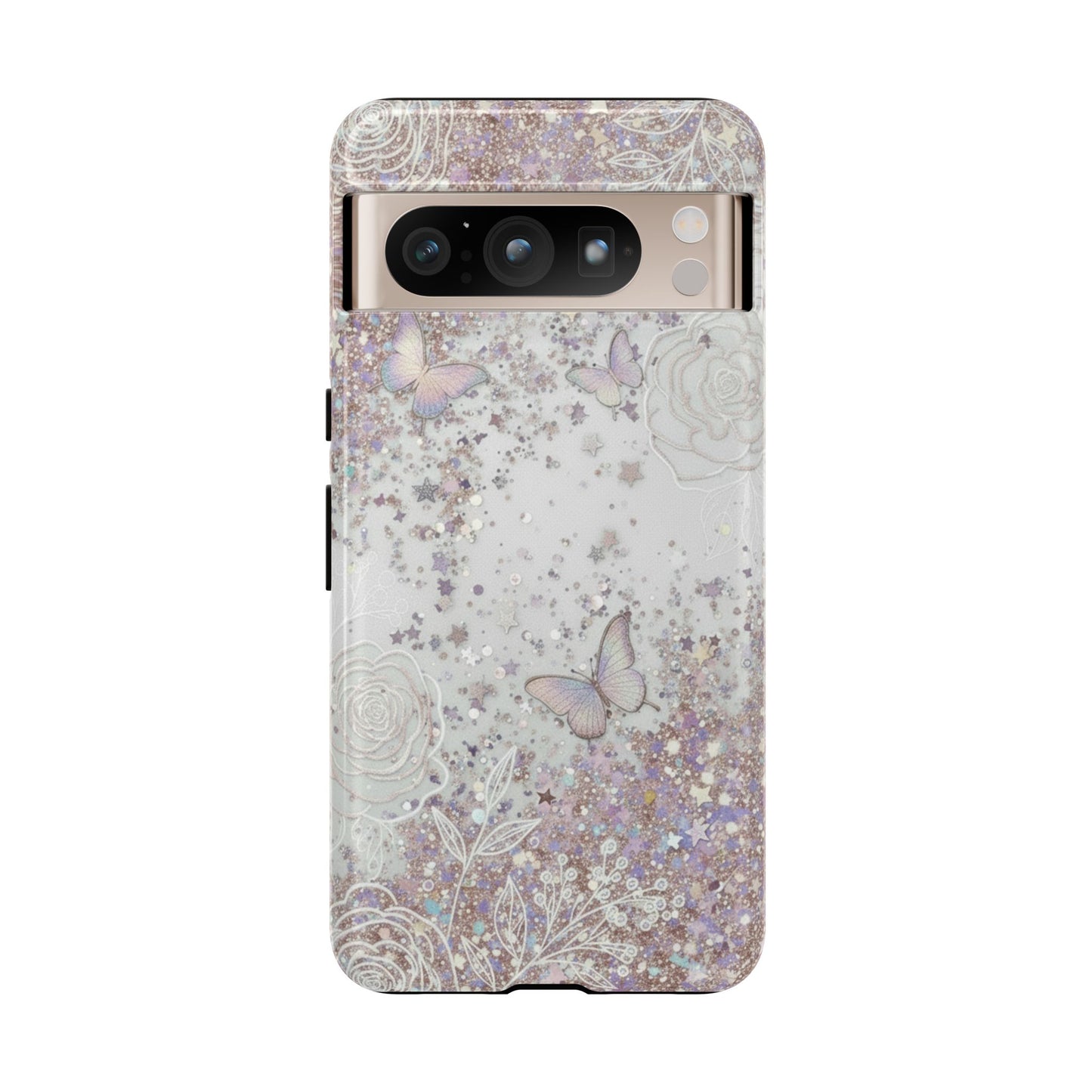 Butterfly Glitter Tough Phone Case — Floral Sparkle Protective Case