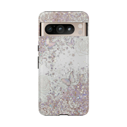 Butterfly Glitter Tough Phone Case — Floral Sparkle Protective Case