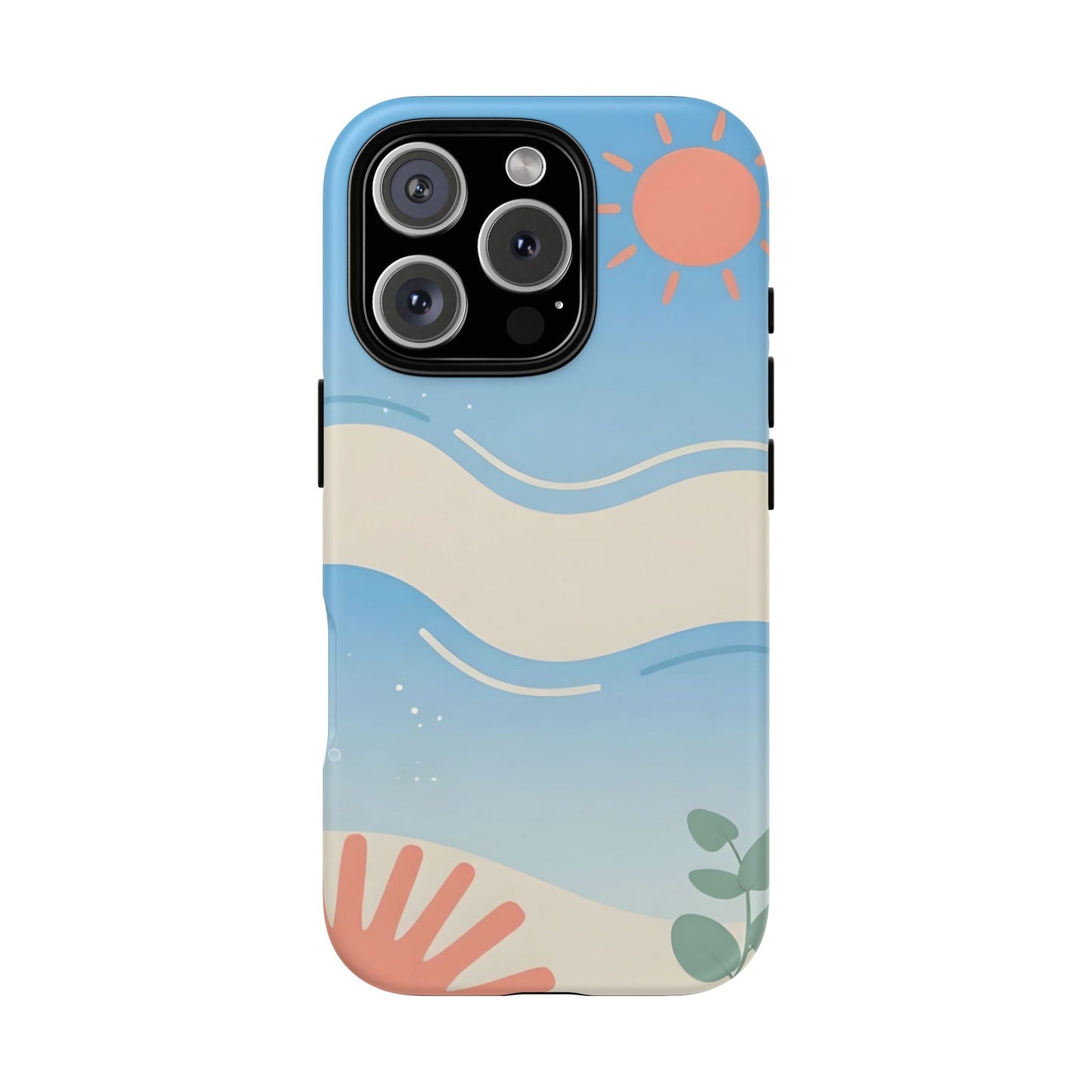 Beach Waves Tough Phone Case — Summer Sun & Seashell Protective Cover