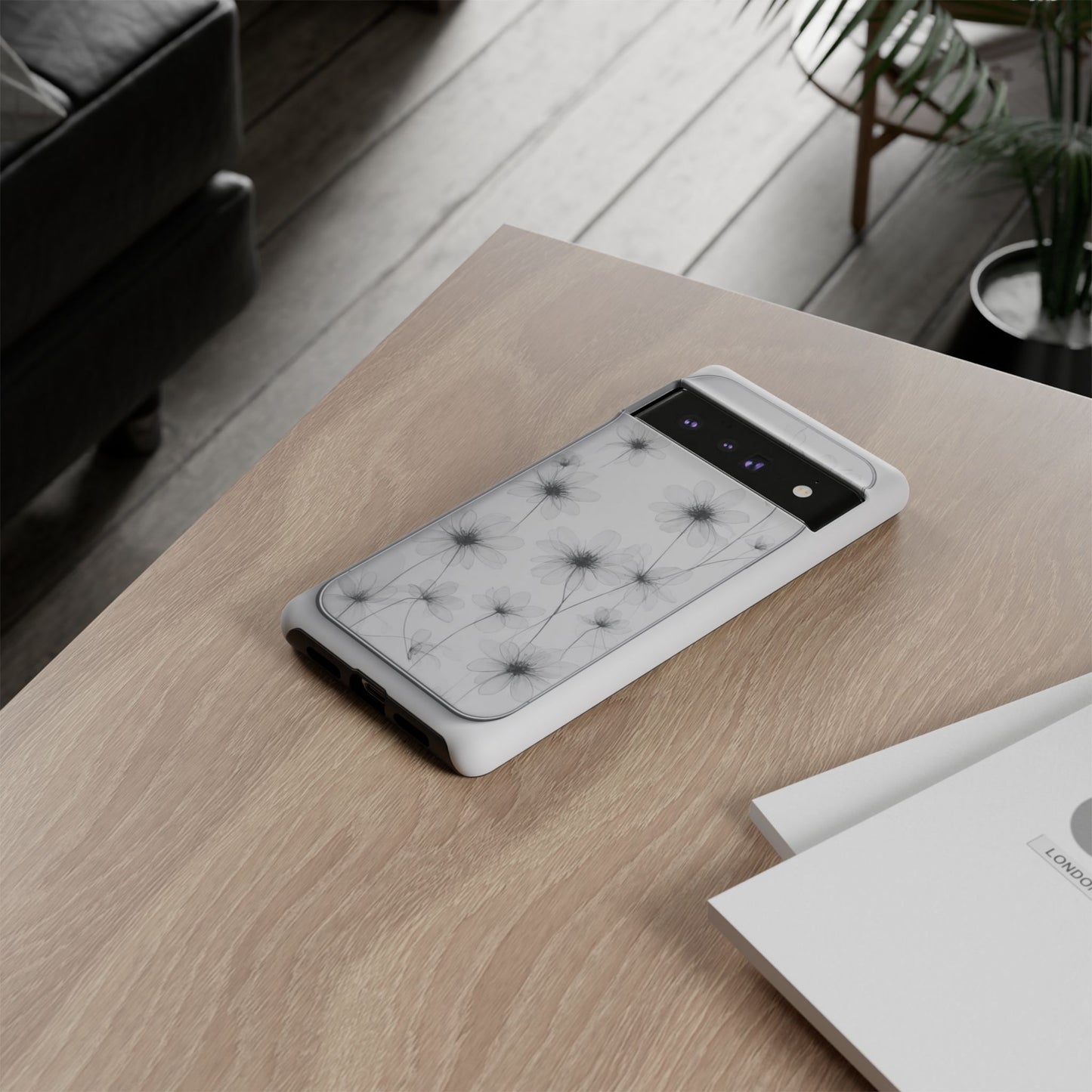 Tough Case — Black & White Floral Tough Phone Case