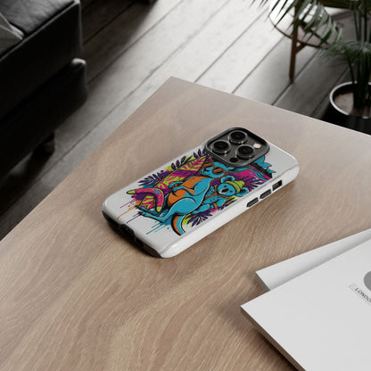 Kangaroo & Koala Surf Phone Case — Retro Neon Beach Art Tough Case