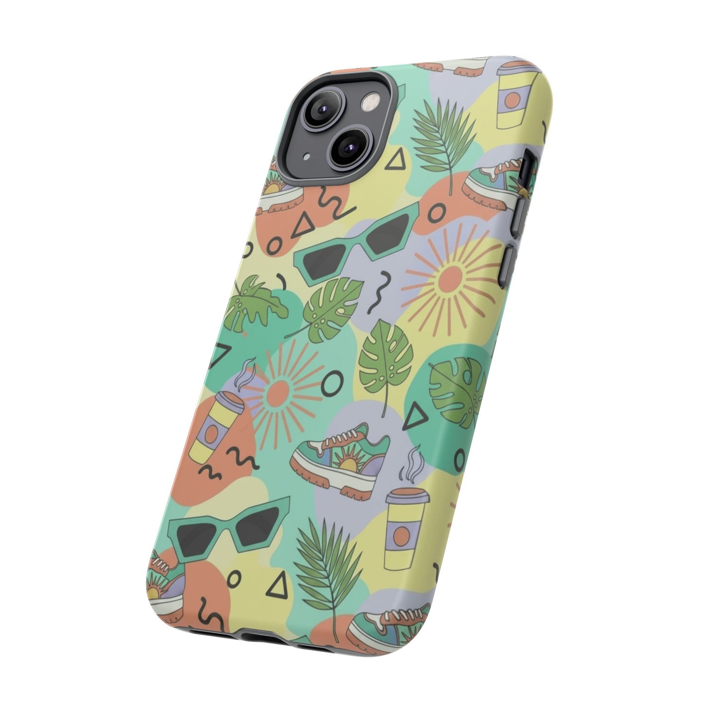 Tropical Summer Phone Case — Retro Sunglasses, Sneakers & Palm Pattern