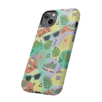 Tropical Summer Phone Case — Retro Sunglasses, Sneakers & Palm Pattern